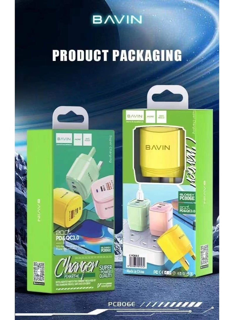 بافين شاحن سريع  PD20W+QC3.0 عالي الجودة وملون - Image 4